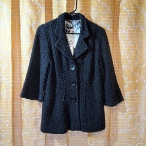 Vintage Ivy Jane Black Boucle 3/4 Sleeve Blazer/Jacket Size Large